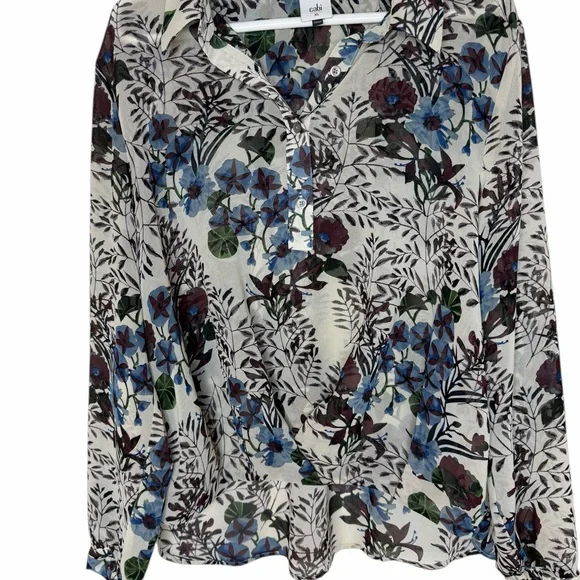 CAbi Blue and Purple Floral Shirt Size XL - Picture 4 of 11